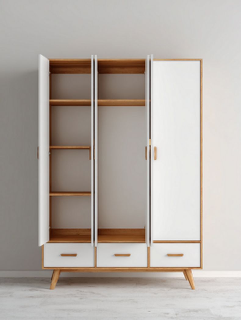 Kleiderschrank aus Holz mit zwei Schiebetüren für Schlafzimmer-180 x 100 x 50