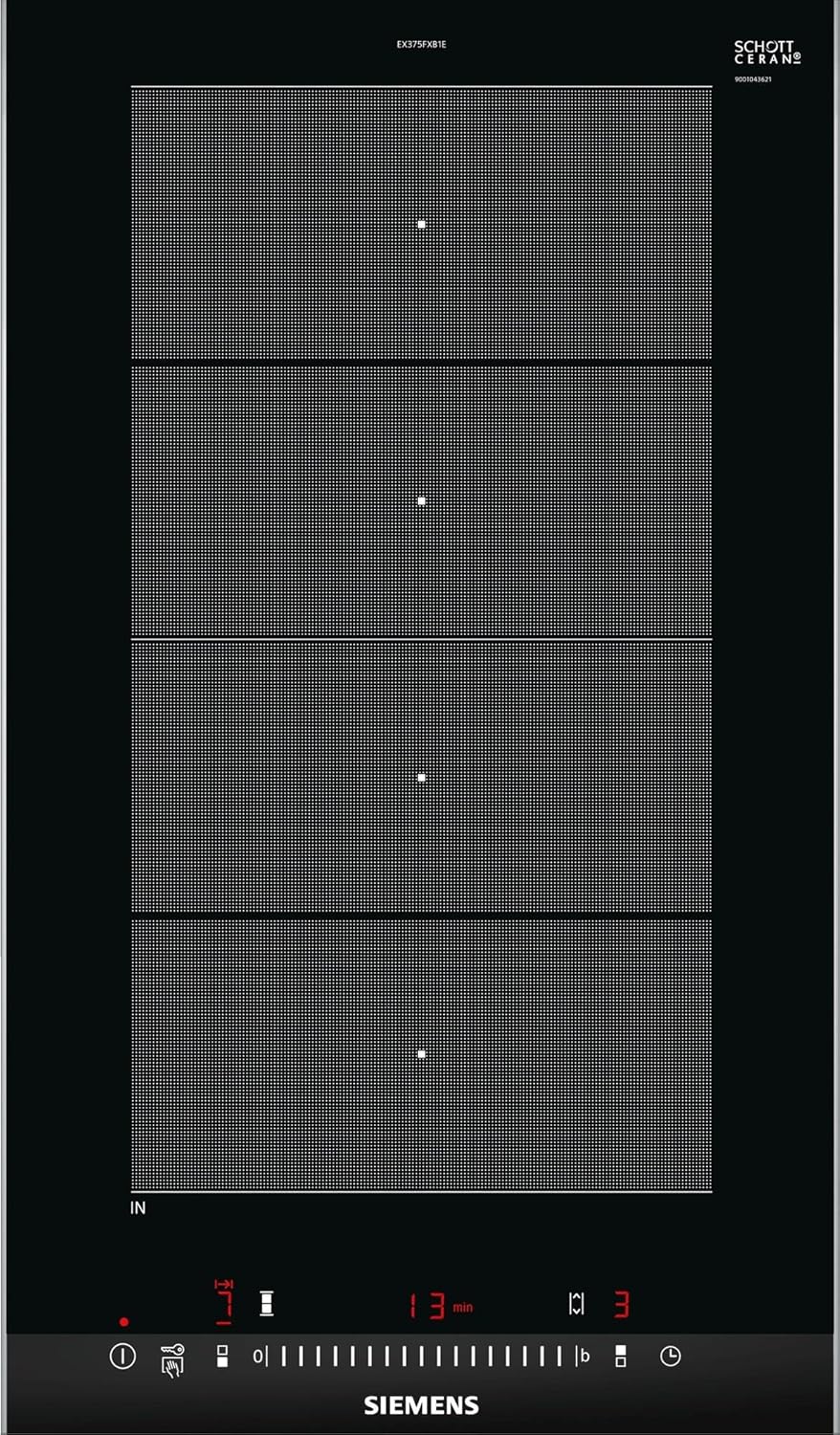 Plaque Induction 2 feux-Siemens EX375FXB1E - Plaque de cuisson Induction - Dimensions produit (LxP en cm) : 30.2 / 52(Noir)