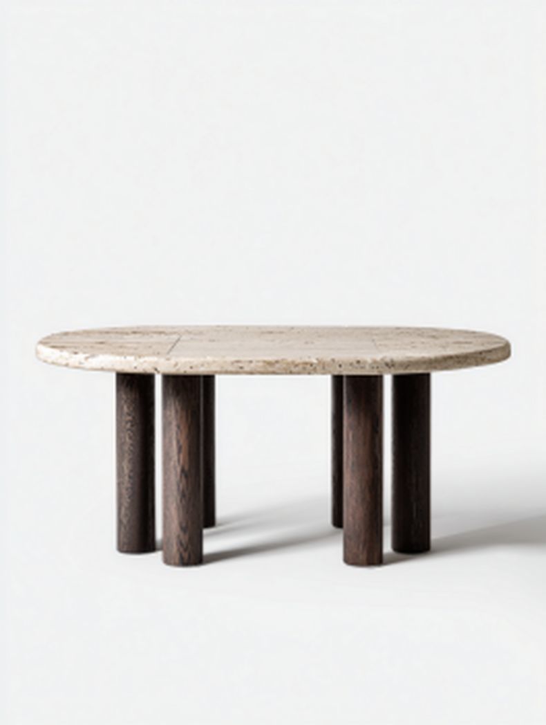 Esstisch aus Beton und Holz für den Innen- und Außenbereich 120 x 80 x 40
