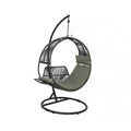 Fauteuil suspendu de jardin noir Kauai, structure en métal et coussin rembourré