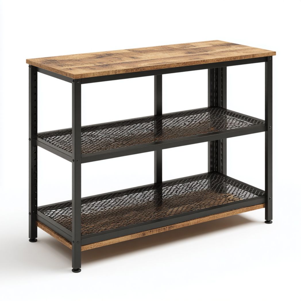 Regal aus Metall mit Holzoberfläche für die Küche oder Lagerung 120 x 60 x 80
