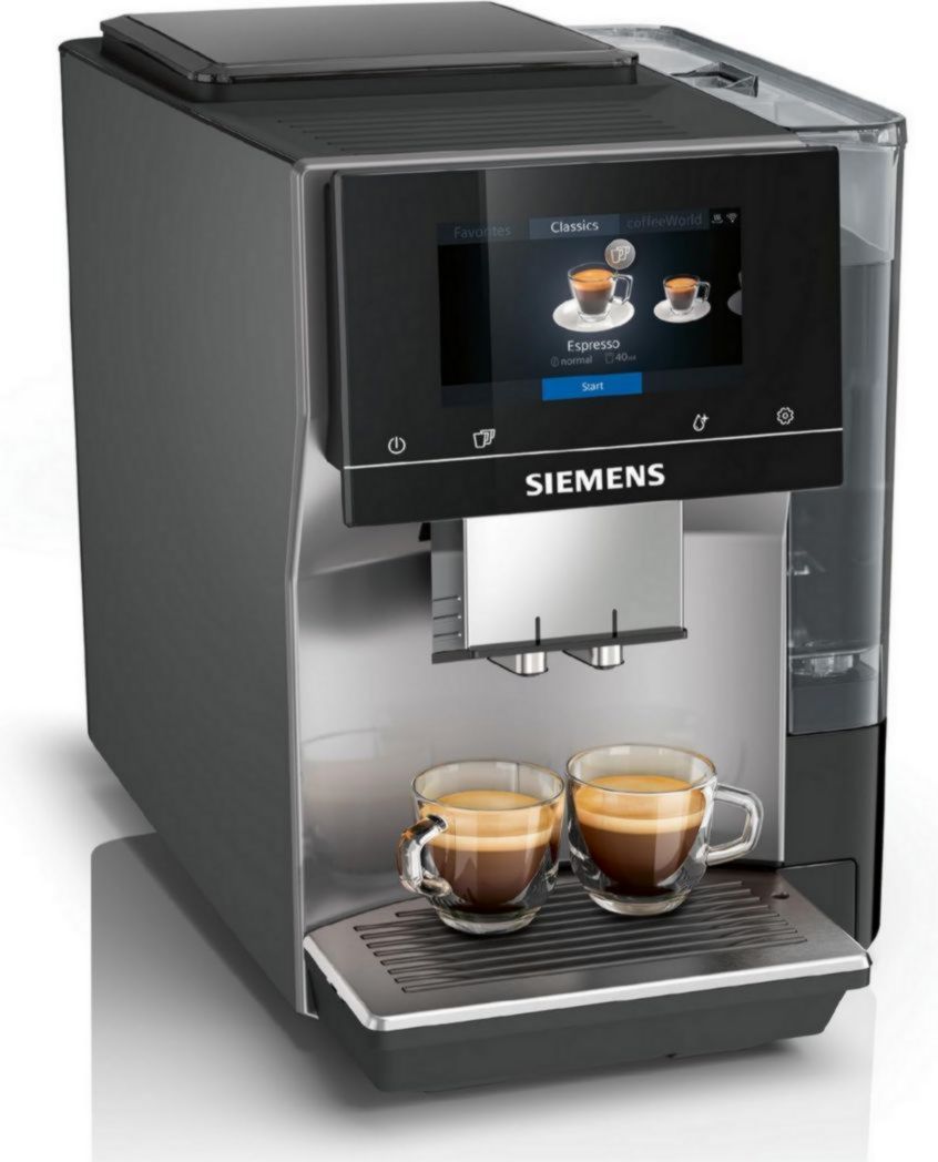 SIEMENS, machine à café à grains entièrement automatique, EQ700, écran iSelect, coffeeWorld, avec Cold Brew et Slow Brew, cappuccinatore, Home Connect, gris anthracite, TP715R01 classic