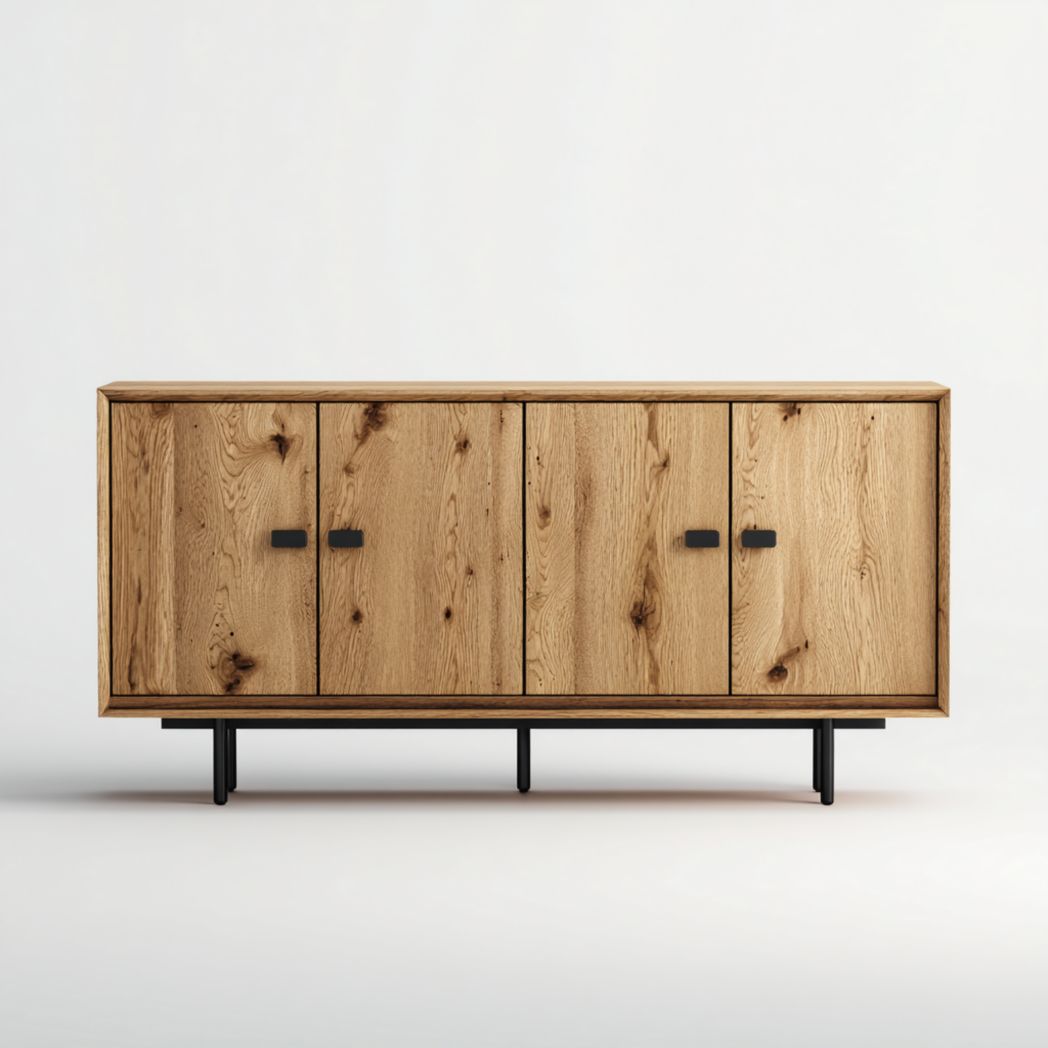 Wohnzimmer-Kommode aus Eichenholz für Stauraum-150 x 40 x 80