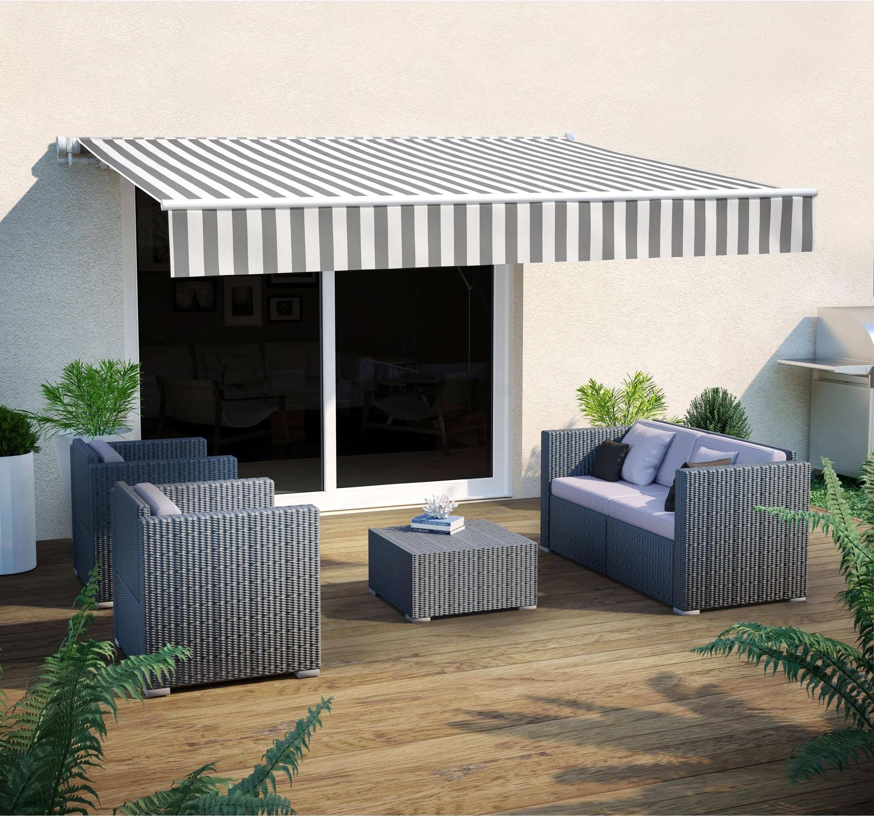 Store banne manuel 3.95 x 3 m Calima blanc(Blanc/Gris)