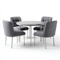 Esstischset mit runden Tisch und gepolsterten Stühlen aus Stoff-120 x 120 x 75