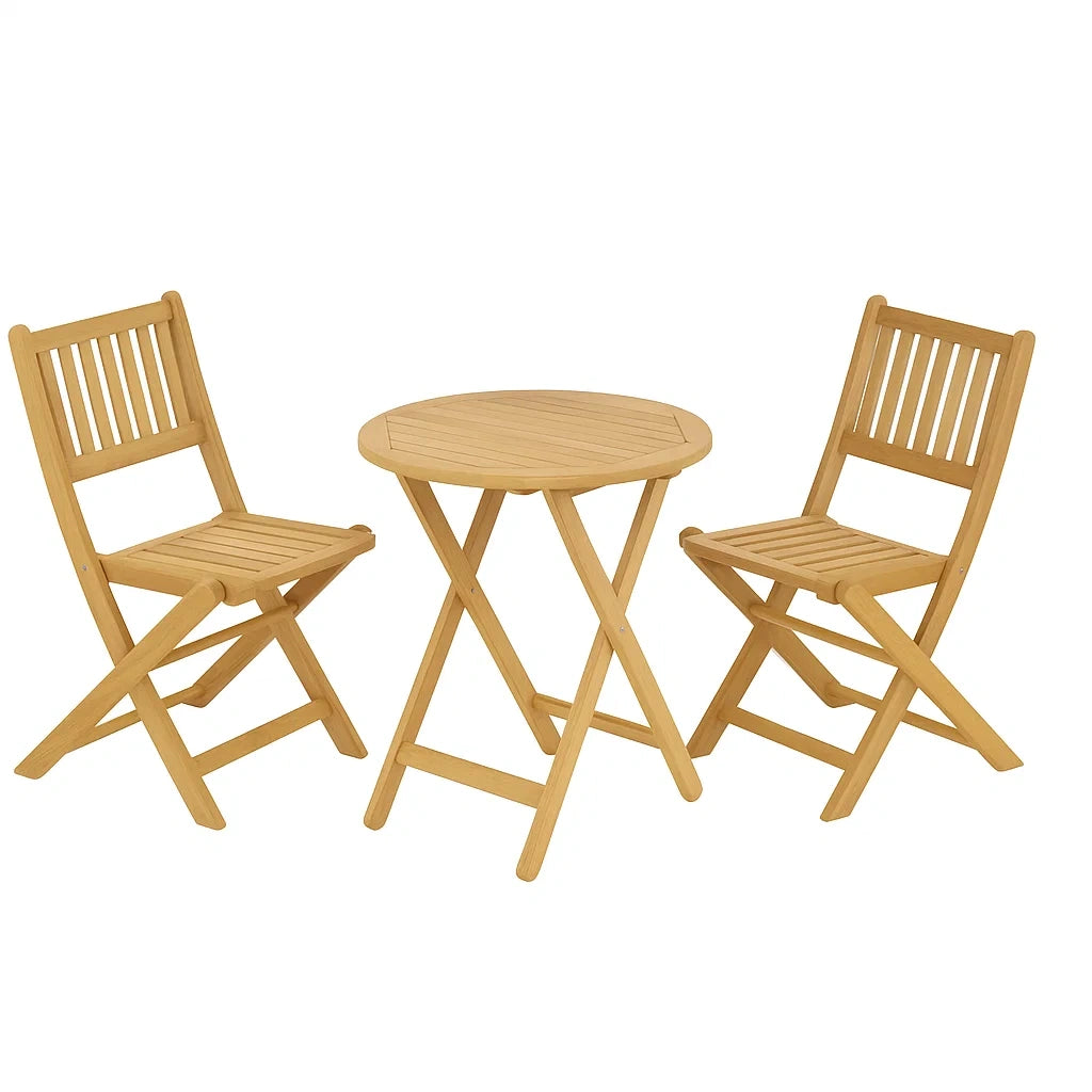 Ensemble de mobilier de jardin pliant en bois 3 pièces(Naturel)