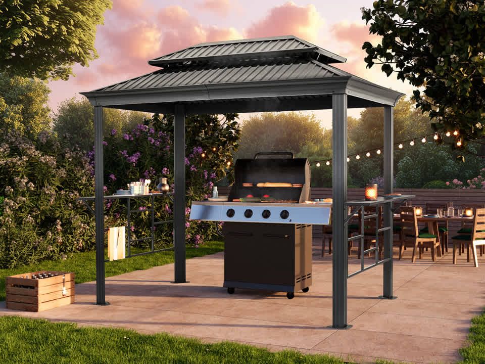 Toolport 2,75x1,8 m Abri à Barbecue 300218(Noir/Argent)