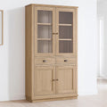 Vitrines en bois de chêne avec portes en verre trempé 100x40x200 cm(Chêne clair)