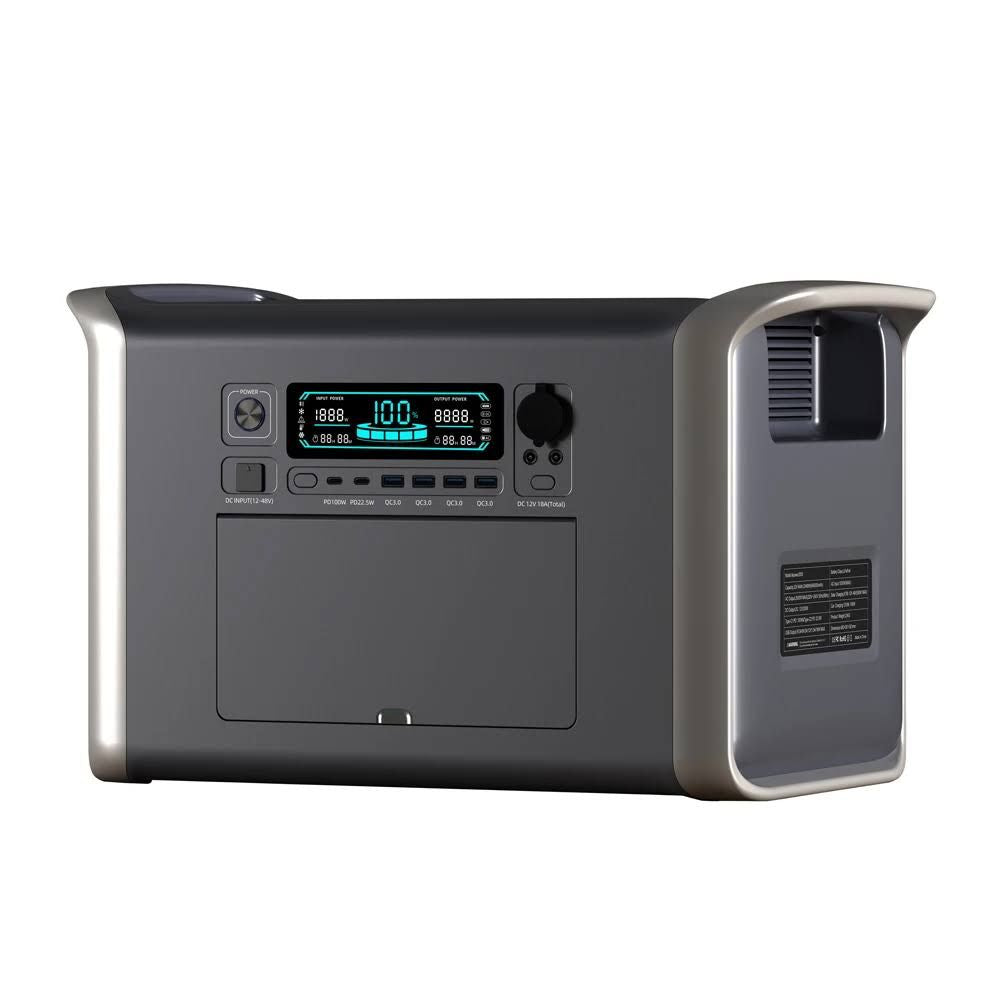 Batterie LiFePO4 2600W, centrale électrique Portable 1800W 1024WH, batterie externe Mobile, entrepôt(Gris/Noir)