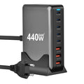 440W Chargeur USB C,8 Ports Multiple GaN Chargeur Secteur avec 5 USB-C et 3 USB-A,Chargeur Rapide Station de Charge Adaptateur Compatible avec MacBook(Noir)