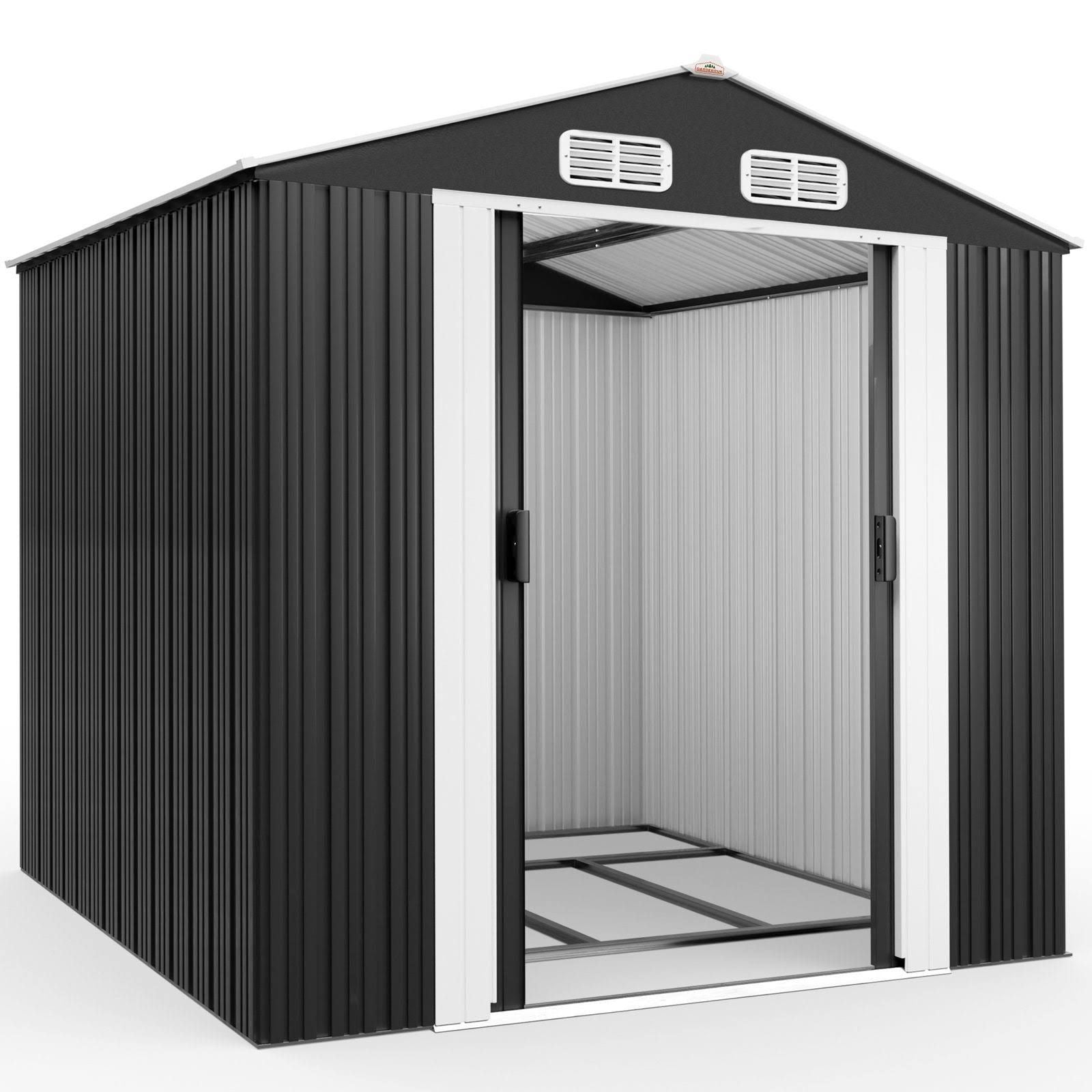 Gardebruk Abri de jardin en métal gris 260x205x18cm(Noir/Gris/Blanc)
