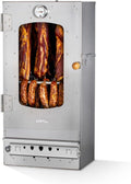 Fumoir KAISER COMPANY '50' en acier inoxydable de haute qualité, portable de 80 cm, pour fumer jusqu'à 10 kg de viande, chauffage au bois(Argent)