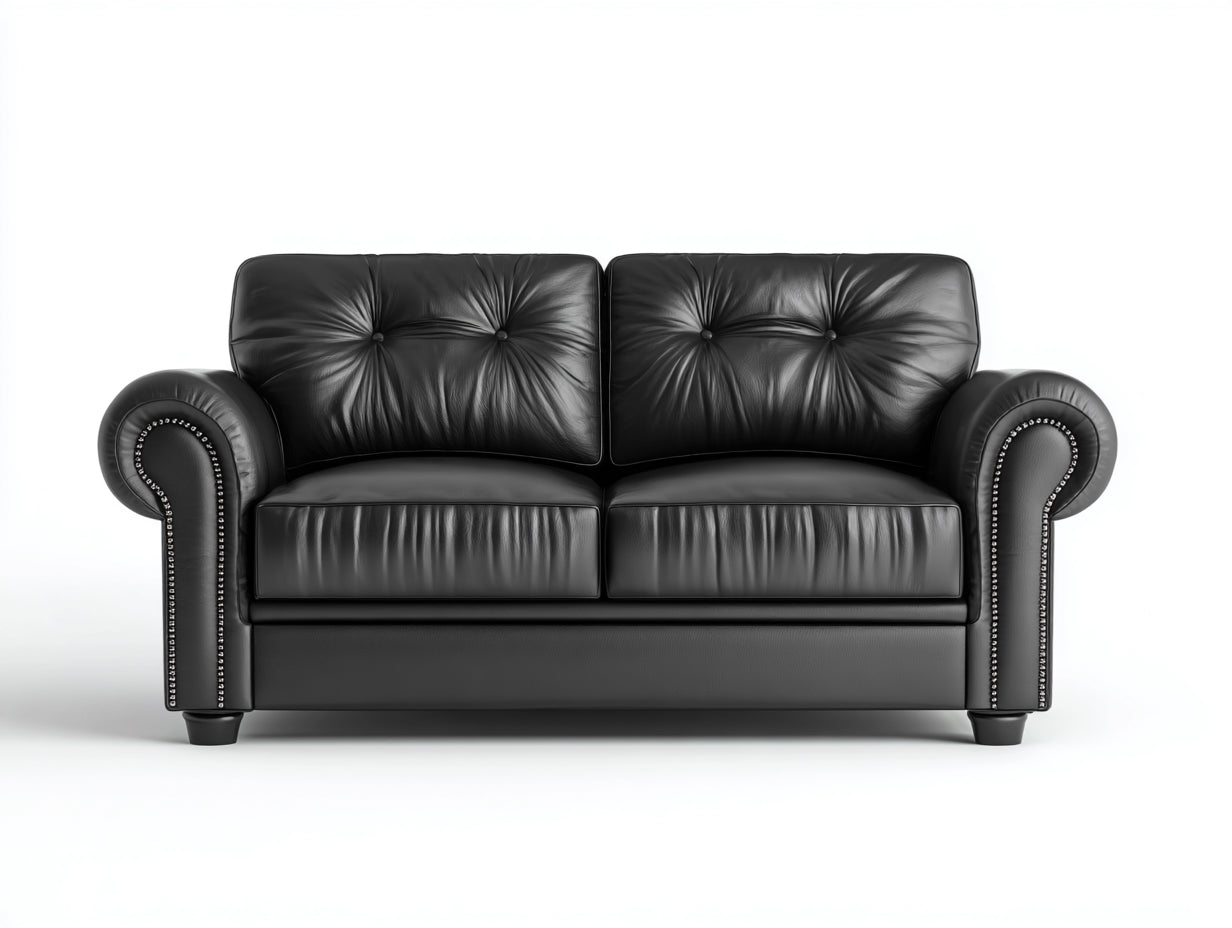 Canapé 2 places similicuir 160x95x90 cm - noir - style classique capitonné(Noir)