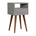 Table de chevet en tissu gris avec tiroir en bois(Gris)