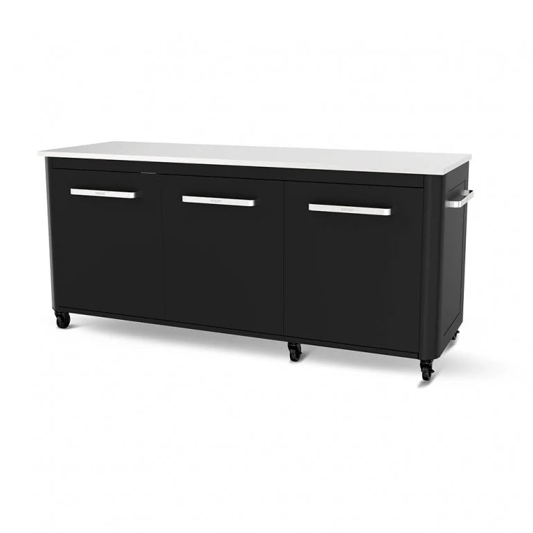 Table d'extérieur avec 3 portes et 6 roues en acier inoxydable pour cuisiner à l'extérieur Cozze(SELLER_2115_248892)