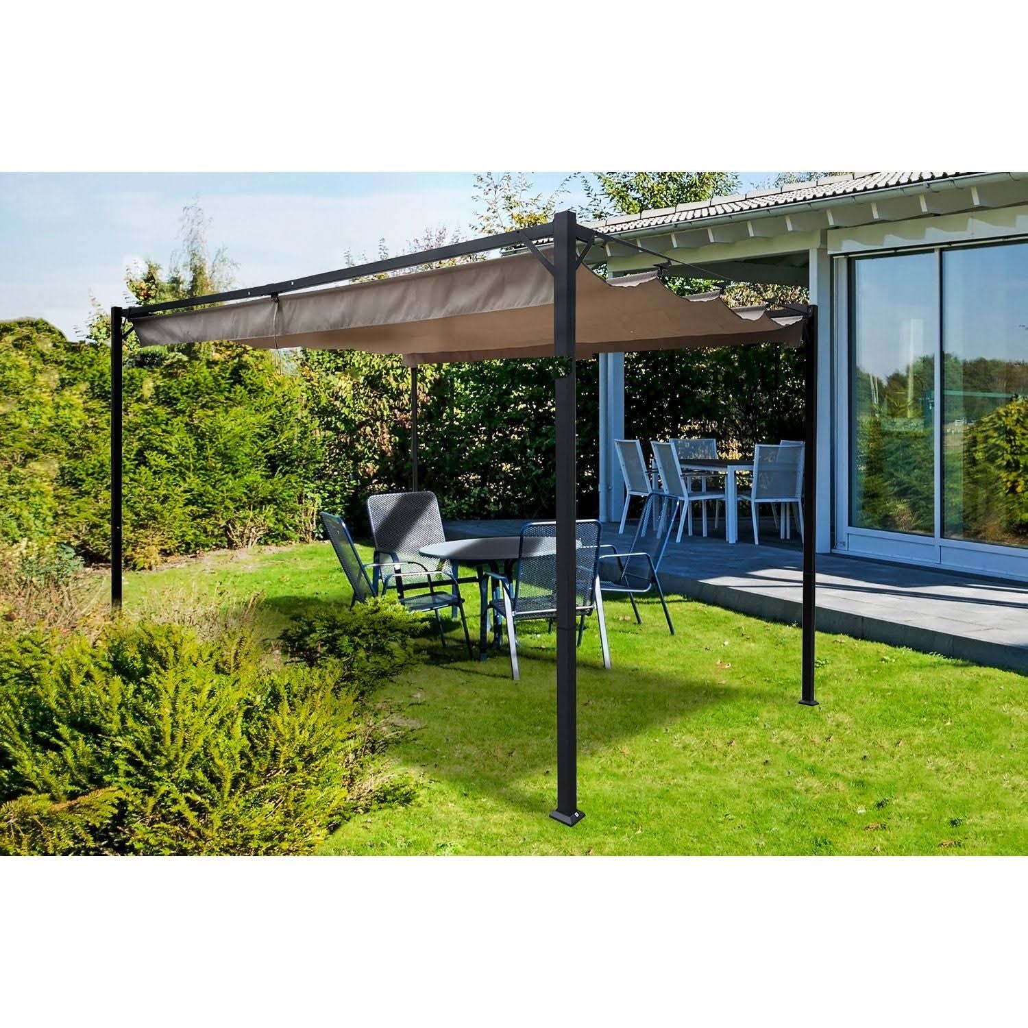 Freestanding pergola Noosa 4x3m beige canvas roof(Beige/Noir)