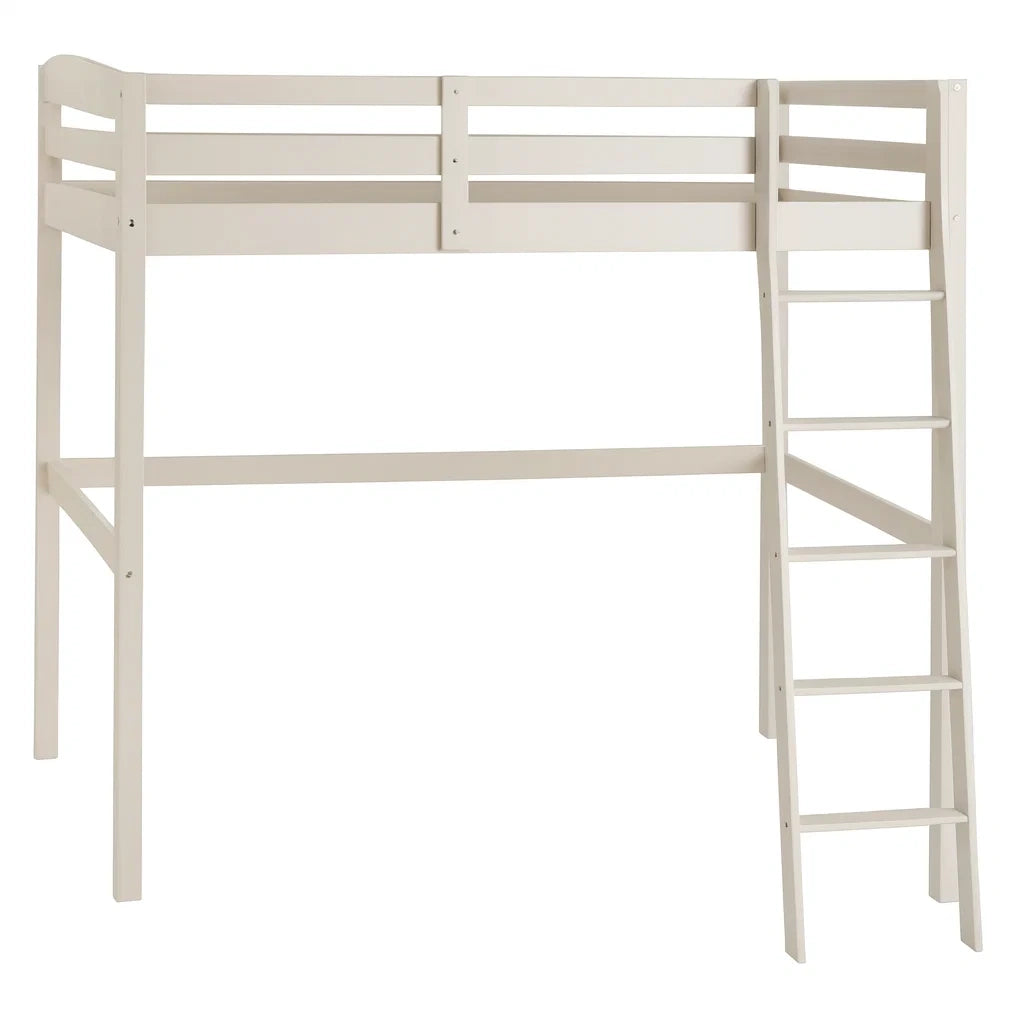 Lit mezzanine en bois blanc avec échelle(Blanc)