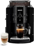 Krups Coffee Bean Machine, 1.7 L, 2 Cups Simultaneously, Automatic Cleaning, Steam Nozzle for Cappuccino, Espresso Maker, Essential Black YY8125FD(Noir)