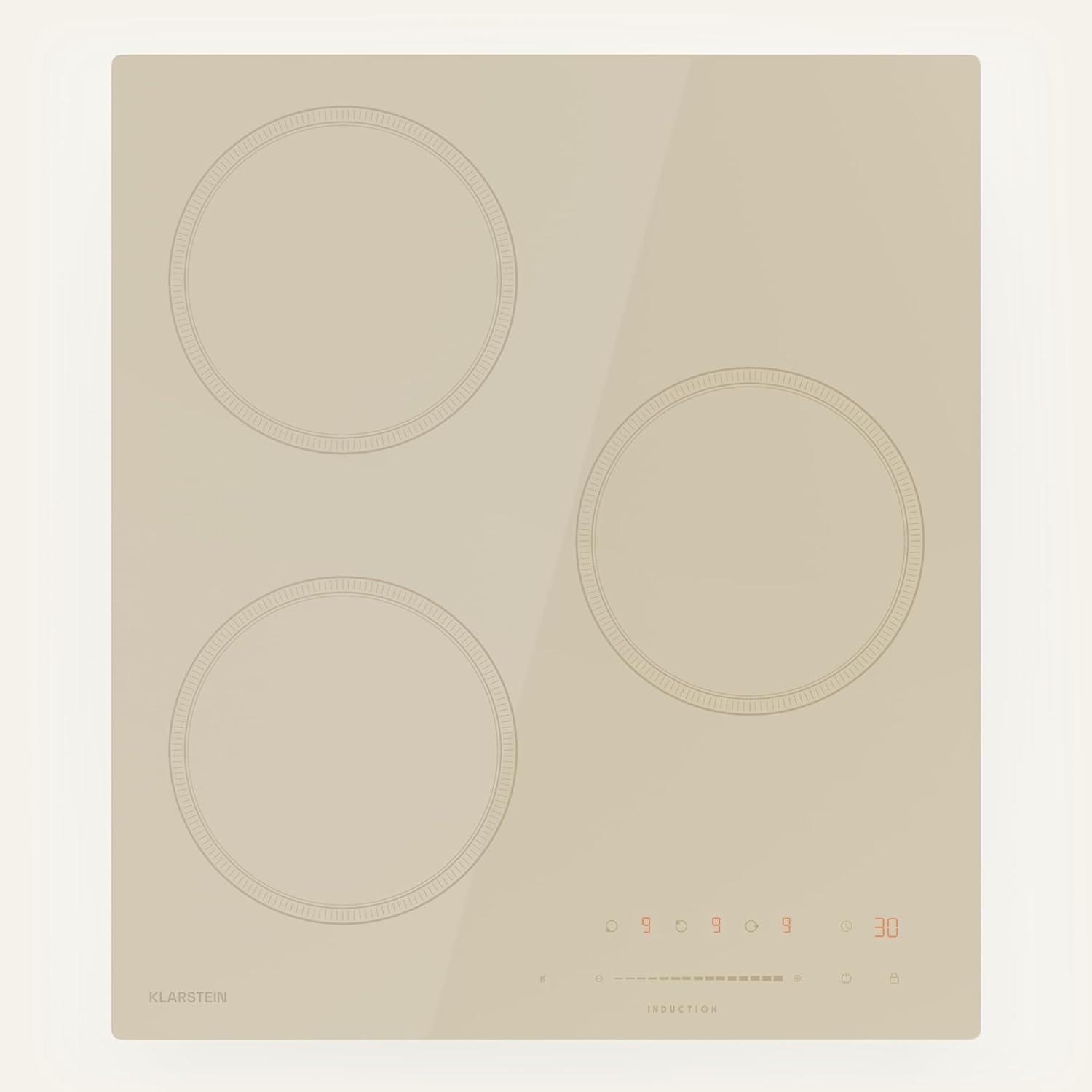 Klarstein Victoria Plaque À Induction Encastrable - 3 Zones, 6600 W Avec Boosters, Commande Tactile À Curseur, Minuterie  Verrouillage Parental, Vitrocéramique Beige, Design Compact 45 cm(Beige)