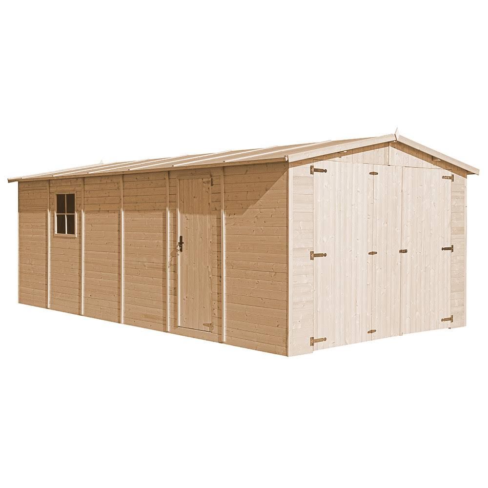 Timbela M102 Garage en bois Naturel(Bois Naturel)