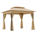 Pavillon extérieur en acier et polyester beige(Beige)