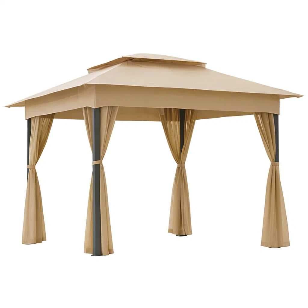 Pavillon extérieur en acier et polyester beige(Beige)