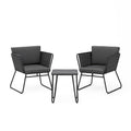Ensemble de mobilier de jardin en métal et tissu noir(Noir)
