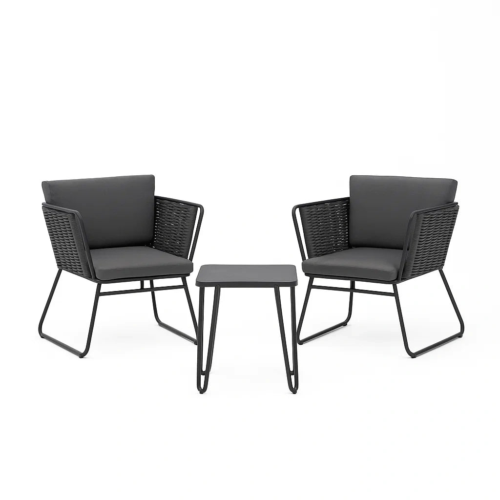 Ensemble de mobilier de jardin en métal et tissu noir(Noir)