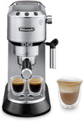De'Longhi Dedica Espresso Machine, Coffee and Cappucino Maker with Milk Frother, Metal / Stainless, Compact Design 6 in Wide, Fit Mug Up to 5 in, EC680M(Silver)
